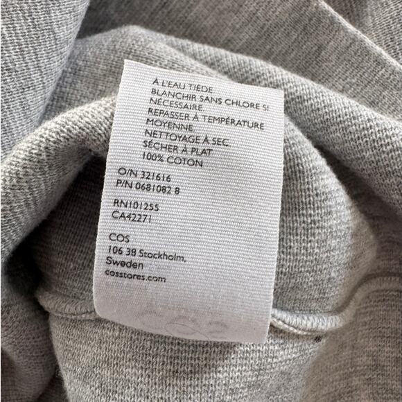 Cos Small Light Gray Turtleneck Sweater 100% Cotton - Picture 7 of 9